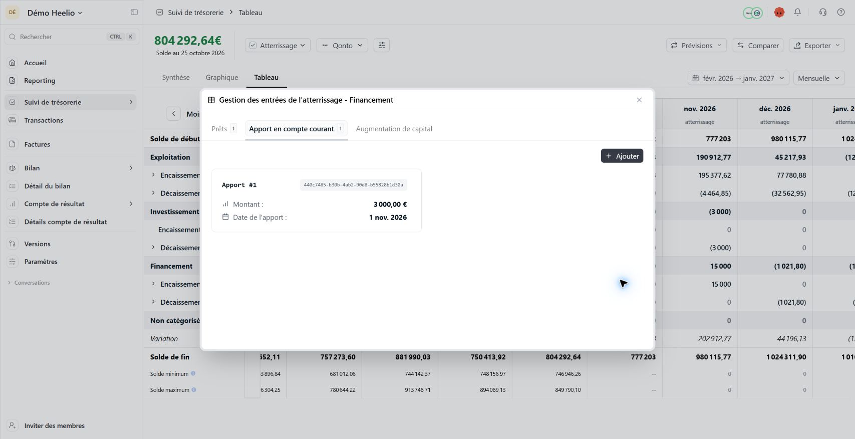 Retrouver un apport enregistré