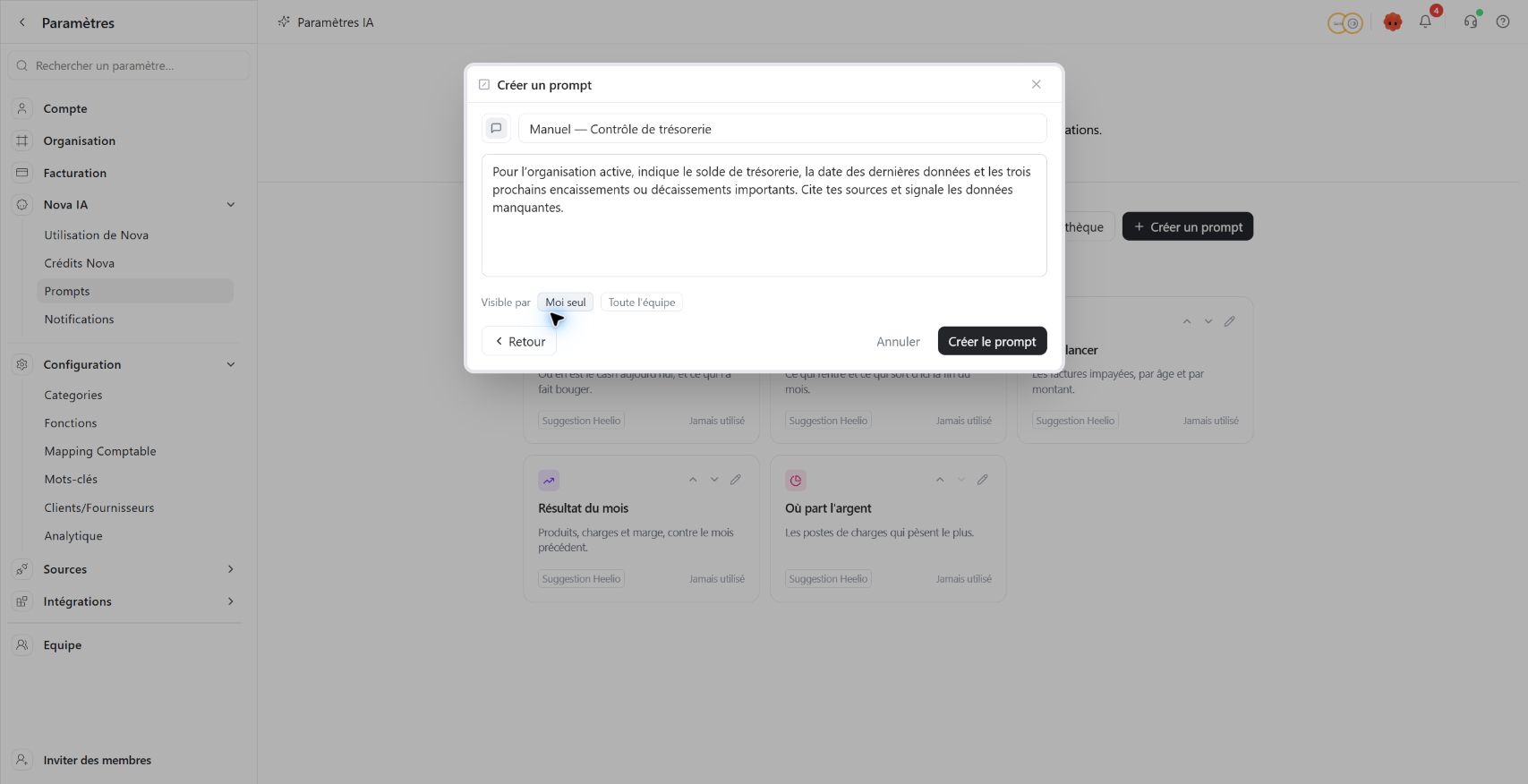 Enregistrer une question réutilisable