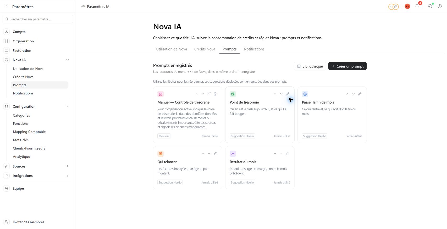 Contrôler le prompt enregistré