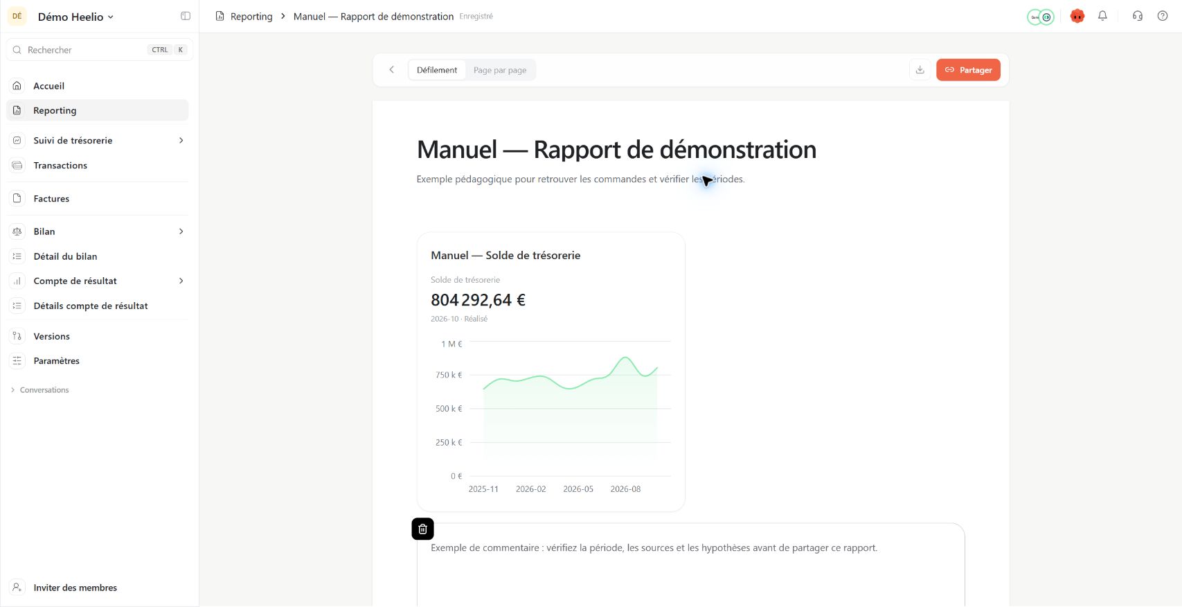 Contrôler le rapport et son enregistrement